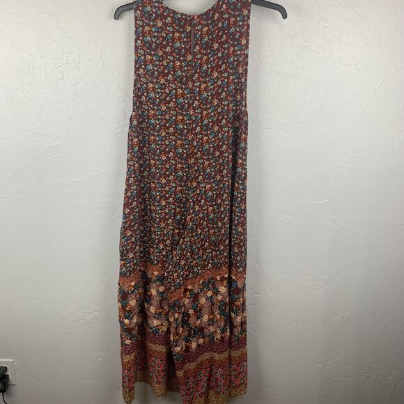 Natural Life Let's Just Go Wide Leg Jumpsuit Size Medium Burgundy Floral - Picture 2 of 7